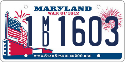 MD license plate 1MD1603