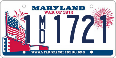 MD license plate 1MD1721