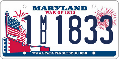 MD license plate 1MD1833