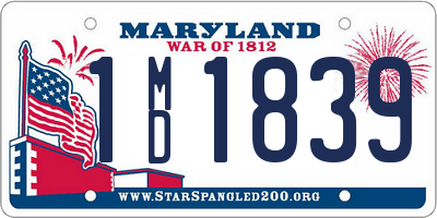 MD license plate 1MD1839