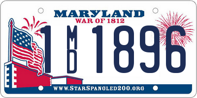 MD license plate 1MD1896
