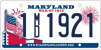 MD license plate 1MD1921