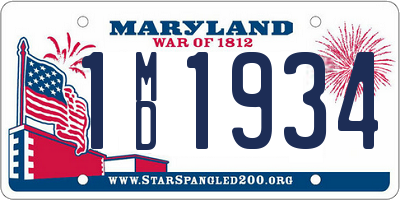 MD license plate 1MD1934