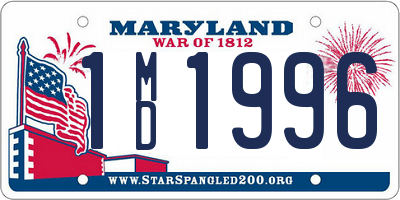 MD license plate 1MD1996