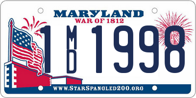 MD license plate 1MD1998