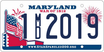 MD license plate 1MD2019