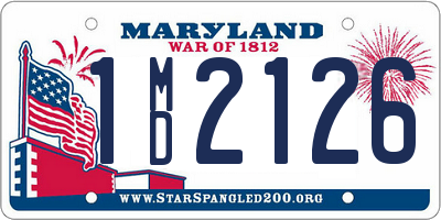 MD license plate 1MD2126