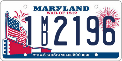 MD license plate 1MD2196