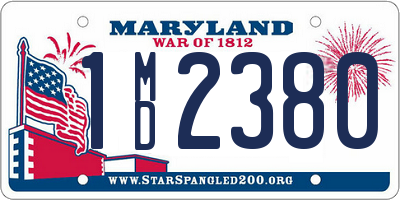 MD license plate 1MD2380