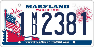 MD license plate 1MD2381