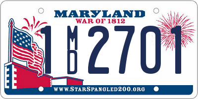 MD license plate 1MD2701