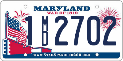 MD license plate 1MD2702