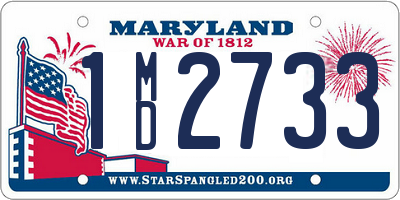 MD license plate 1MD2733