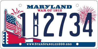 MD license plate 1MD2734