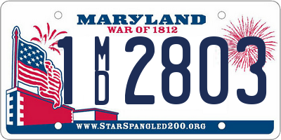 MD license plate 1MD2803