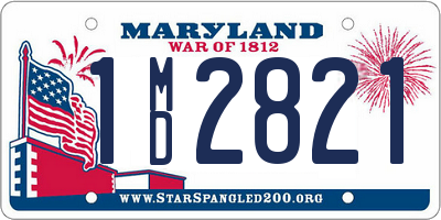 MD license plate 1MD2821