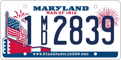 MD license plate 1MD2839