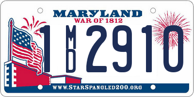 MD license plate 1MD2910