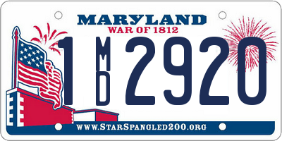 MD license plate 1MD2920