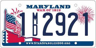 MD license plate 1MD2921