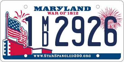 MD license plate 1MD2926