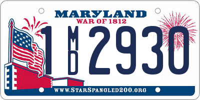 MD license plate 1MD2930