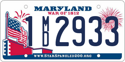 MD license plate 1MD2933