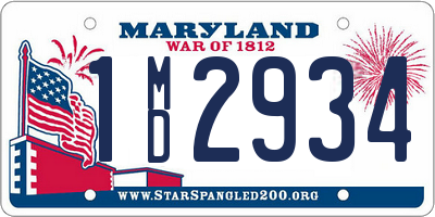 MD license plate 1MD2934