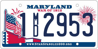 MD license plate 1MD2953