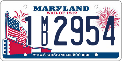 MD license plate 1MD2954