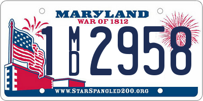 MD license plate 1MD2958