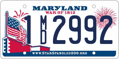 MD license plate 1MD2992