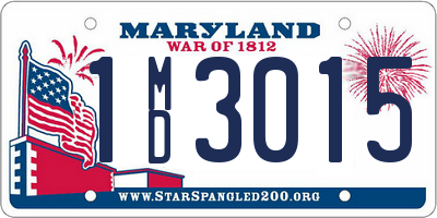 MD license plate 1MD3015