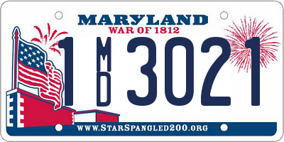 MD license plate 1MD3021