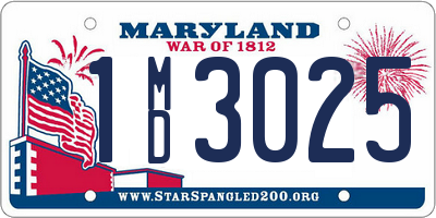 MD license plate 1MD3025