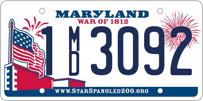 MD license plate 1MD3092