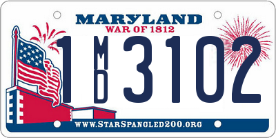 MD license plate 1MD3102