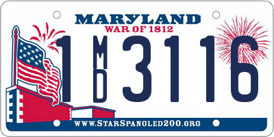 MD license plate 1MD3116