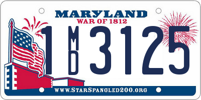 MD license plate 1MD3125