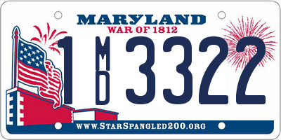 MD license plate 1MD3322