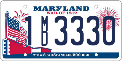 MD license plate 1MD3330