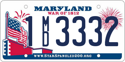 MD license plate 1MD3332