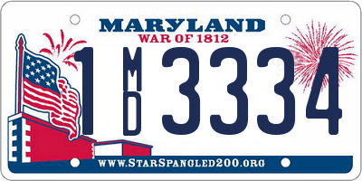 MD license plate 1MD3334