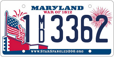 MD license plate 1MD3362