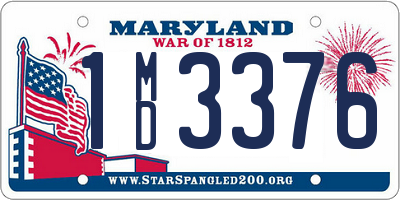 MD license plate 1MD3376