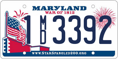 MD license plate 1MD3392