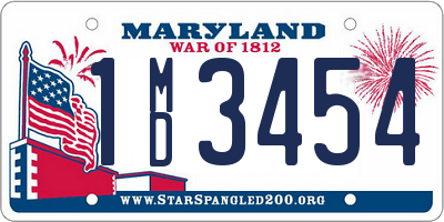 MD license plate 1MD3454