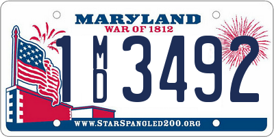 MD license plate 1MD3492