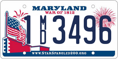 MD license plate 1MD3496