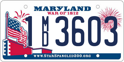 MD license plate 1MD3603
